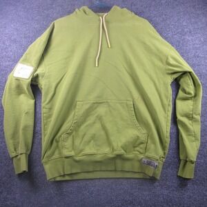 Goorin Bros Hoodie Mens Large Green GOAT Patch Kangaroo Pocket Fleece Pullover